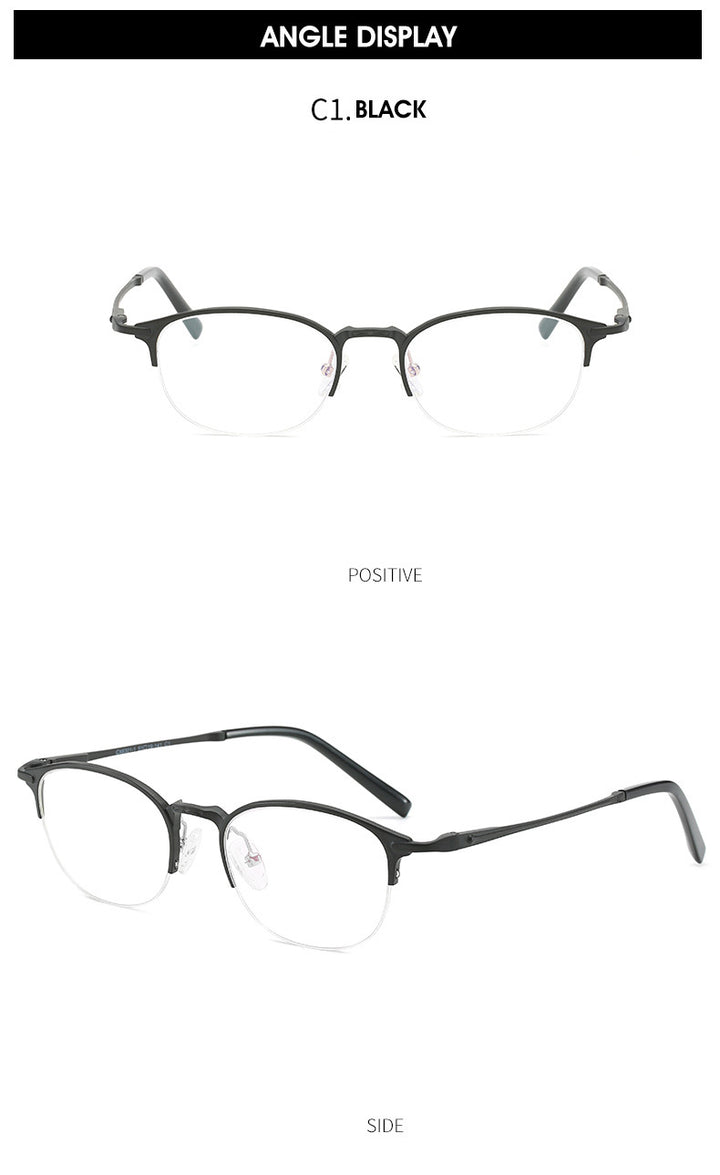 Hdcrafter Unisex Semi Rim Round TR 90 Titanium Frame Eyeglasses 6301 Semi Rim Hdcrafter Eyeglasses