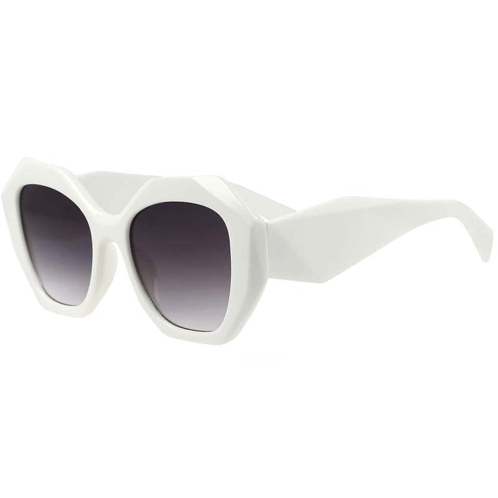CCspace Women's Full Rim Oversized Cat Eye Square Acetate Frame Sunglasses 53378 Sunglasses CCspace Sunglasses White Gray