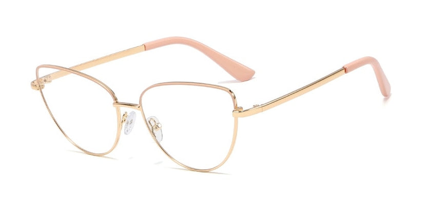 CCspace Unisex Full Rim Cat Eye Alloy Frame Eyeglasses 45969 Full Rim CCspace C6 pink