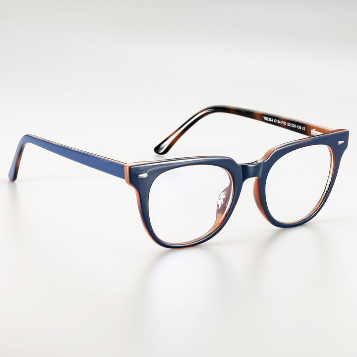 CCspace Unisex Full Rim Oval Square Tr 90 Titanium Frame Eyeglasses 51026 Full Rim CCspace blue