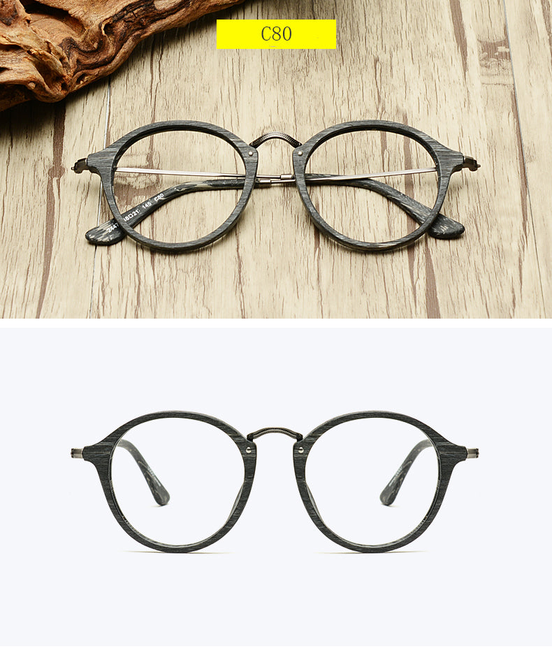 Hdcrafter Unisex Full Rim Round Wood Frame Eyeglasses Rb2447 Full Rim Hdcrafter Eyeglasses   