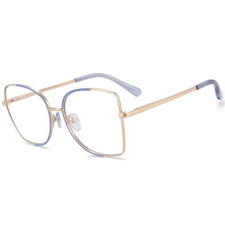 CCspace Unisex Semi Rim Square Alloy Frame Eyeglasses 54079 Semi Rim CCspace China Blue