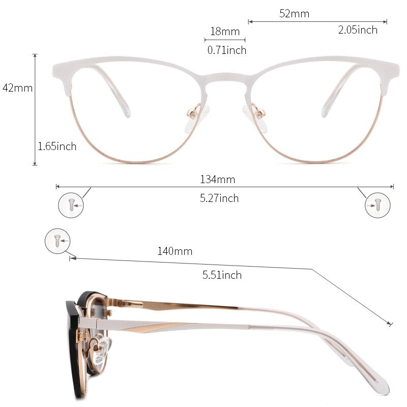 Kansept Women's Full Rim Cat Eye Acetate Eyeglasses Clip On Sunglasses Dp33104 With Clip Ons Kansept