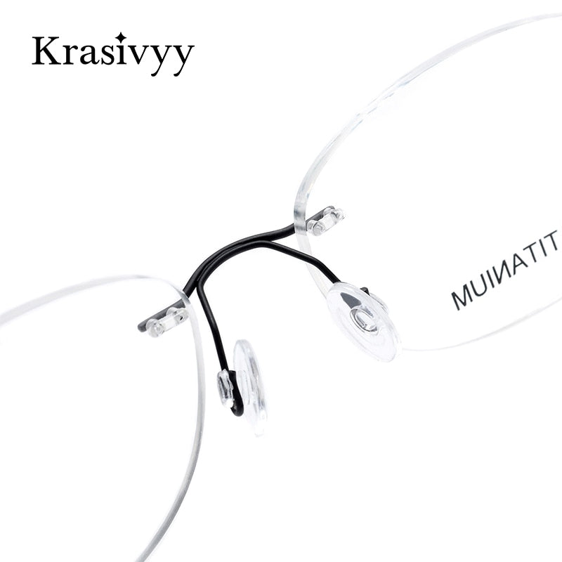 Krasivyy Unisex Rimless Square Titanium Eyeglasses Kr16011 Rimless Krasivyy