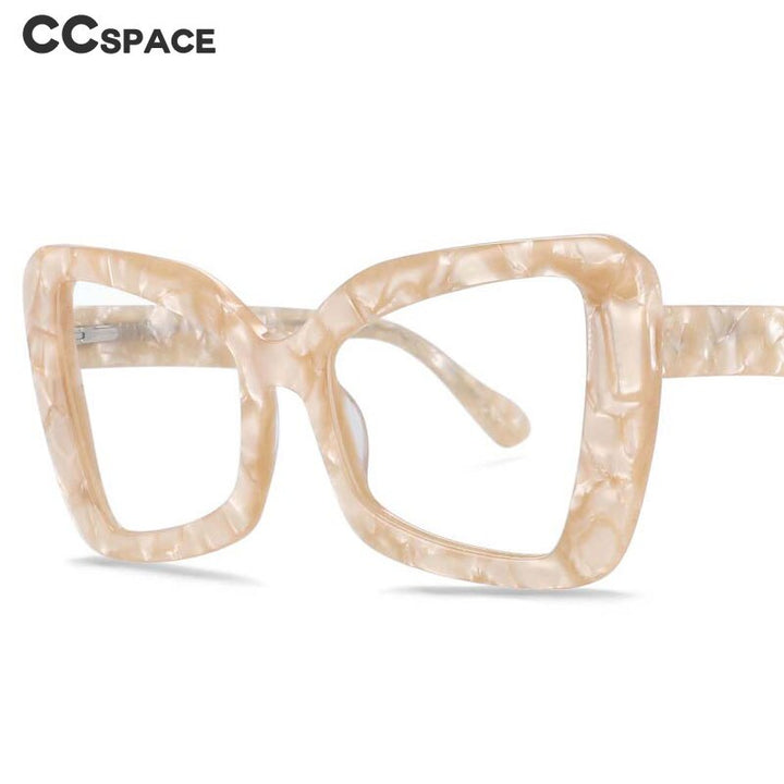 CCspace Unisex Full Rim Oversized Square Cat Eye Acetate Frame Eyeglasses 54066 Full Rim CCspace