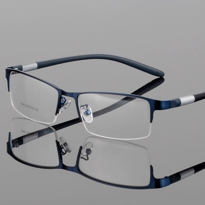 Hotony Unisex Semi Rim Alloy Frame TR 90 Temple Eyeglasses 2242 Semi Rim Hotony