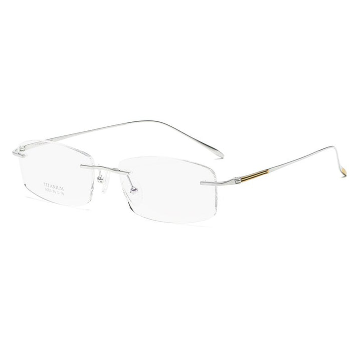 Zirosat 9083 Men's Eyeglasses Titanium Rimless Diamond Trimmed Rimless Zirosat silver