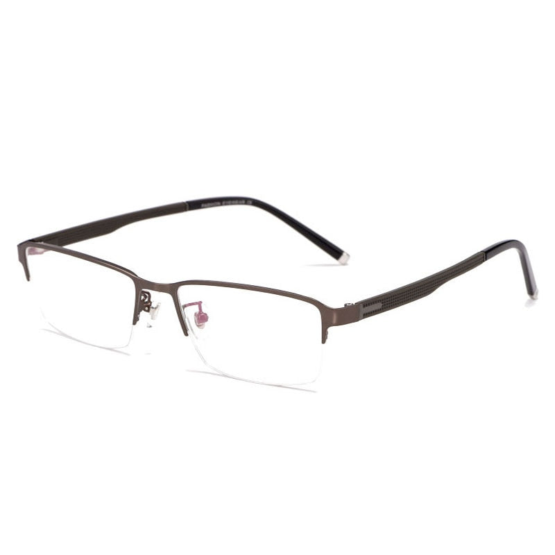 Hotochki Men's Semi Rim Rectangular Alloy Frame Eyeglasses 3095 Semi Rim Hotochki