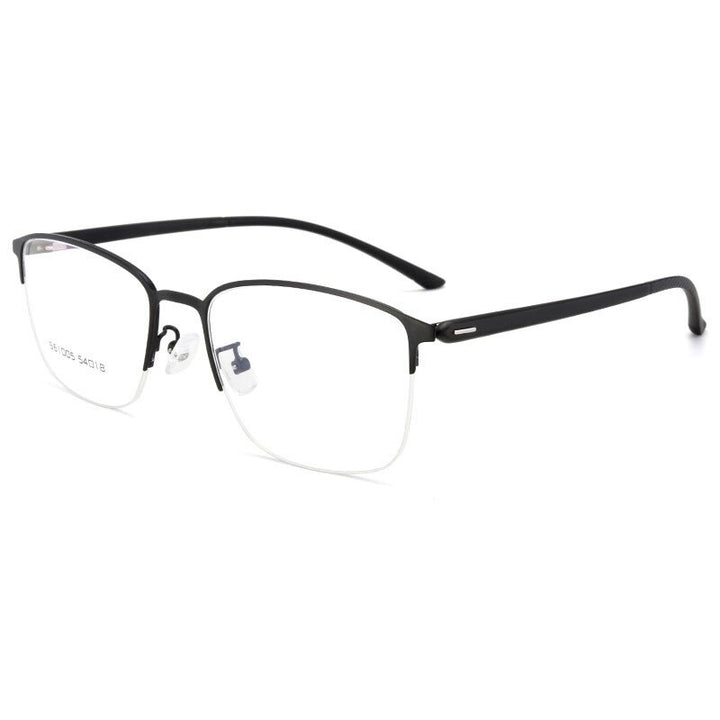Hotochki Men's Semi Rim Browline Alloy Frame Eyeglasses 61005 Semi Rim Hotochki black