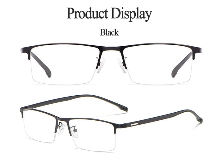 Hotochki Men's Semi Rim Rectangular Alloy Frame Eyeglasses 9102 Semi Rim Hotochki