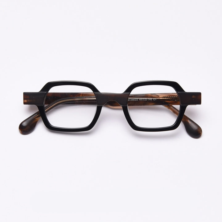 CCspace Unisex Full Rim Polygon Acetate Frame Eyeglasses 49804 Full Rim CCspace C1Black-Camellia