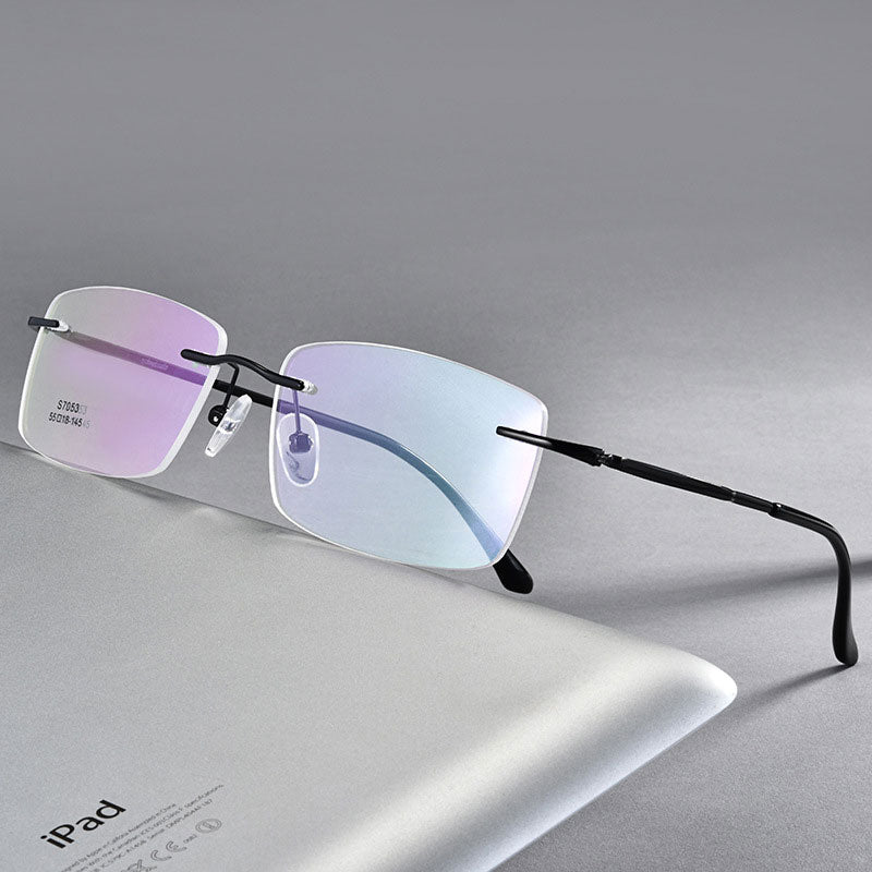 Hotochki Men's Rimless Alloy Screwless Frame Eyeglasses 7053 Rimless Hotochki