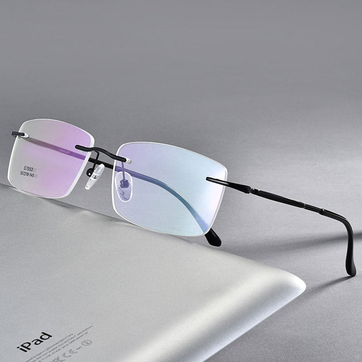 Hotochki Men's Rimless Alloy Screwless Frame Eyeglasses 7053 Rimless Hotochki