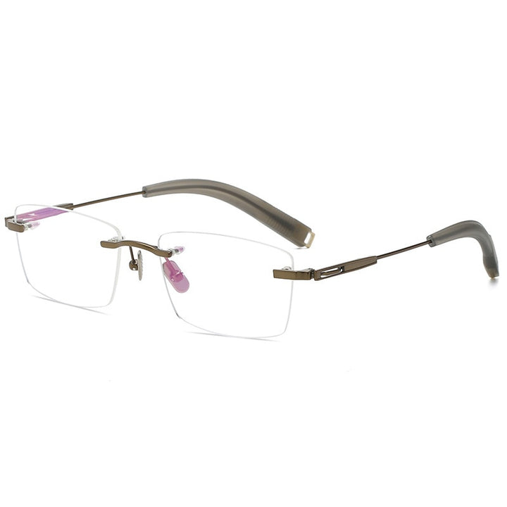 Yimaruili Men's Rimless Square β Titanium Frame Eyeglasses 80816 Rimless Yimaruili Eyeglasses Bronze