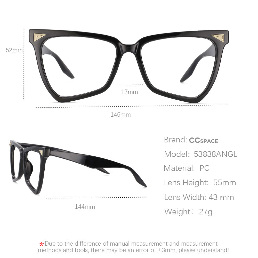 CCspace Women's Full Rim Oversized Square Tr 90 Titanium Frame Eyeglasses  53838 Full Rim CCspace