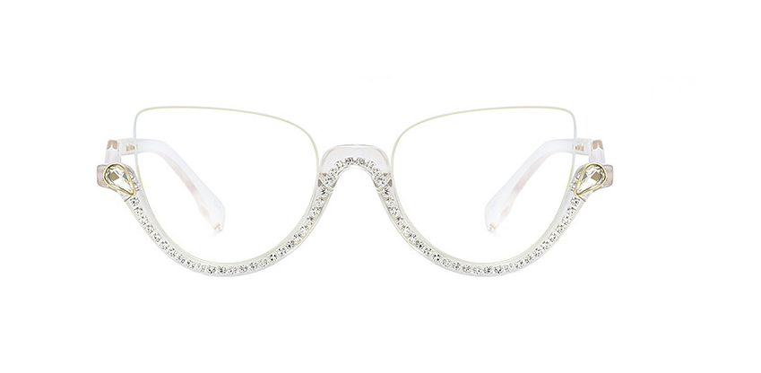 CCspace Women's Semi Rim Tr 90 Titanium Jeweled Frame Eyeglasses 45159 Semi Rim CCspace