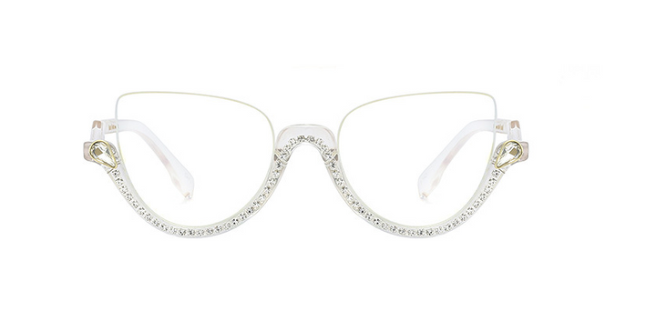 CCspace Women's Semi Rim Tr 90 Titanium Jeweled Frame Eyeglasses 45159 Semi Rim CCspace