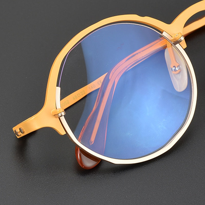 Gatenac Unisex Full Rim Round Titanium Frame Eyeglasses Gxyj665 Full Rim Gatenac