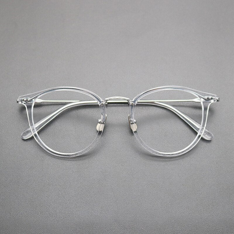 Gatenac Unisex Full Rim Round Titanium Acetate Frame Eyeglasses Gxyj717 Full Rim Gatenac Transparent