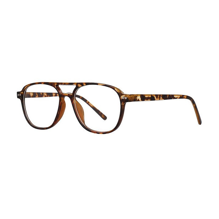 CCspace Unisex Full Rim Square Resin Double Bridge Frame Eyeglasses 53120 Full Rim CCspace Leopard