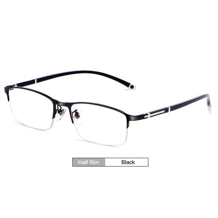 Hotochki Unisex Full/Semi Rim Alloy Frame Eyeglasses P9211 Semi Rim Hotochki HalfRim0Black