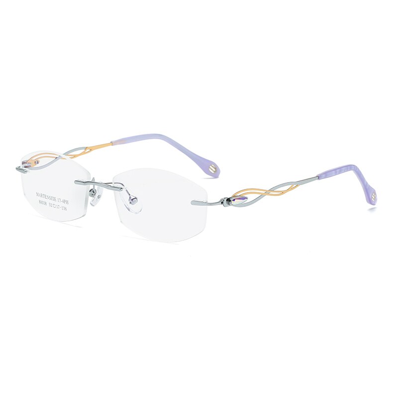 Zirosat 88038 Women's Eyeglasses Tint Lenses Diamond Cutting Rimless Titanium Rimless Zirosat