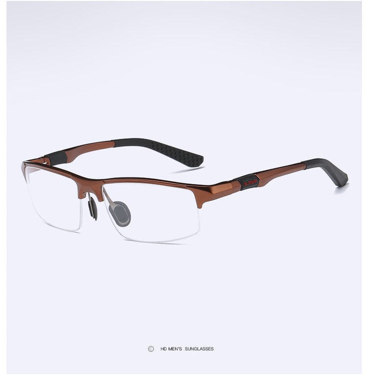Yimaruili Men's Semi Rim Aluminum Magnesium Rectangular Frame Eyeglasses Y3121 Semi Rim Yimaruili Eyeglasses
