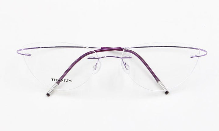 Bclear Women Rimless Cat Eye Memory Titanium Eyeglasses 2003 Rimless Bclear light purple