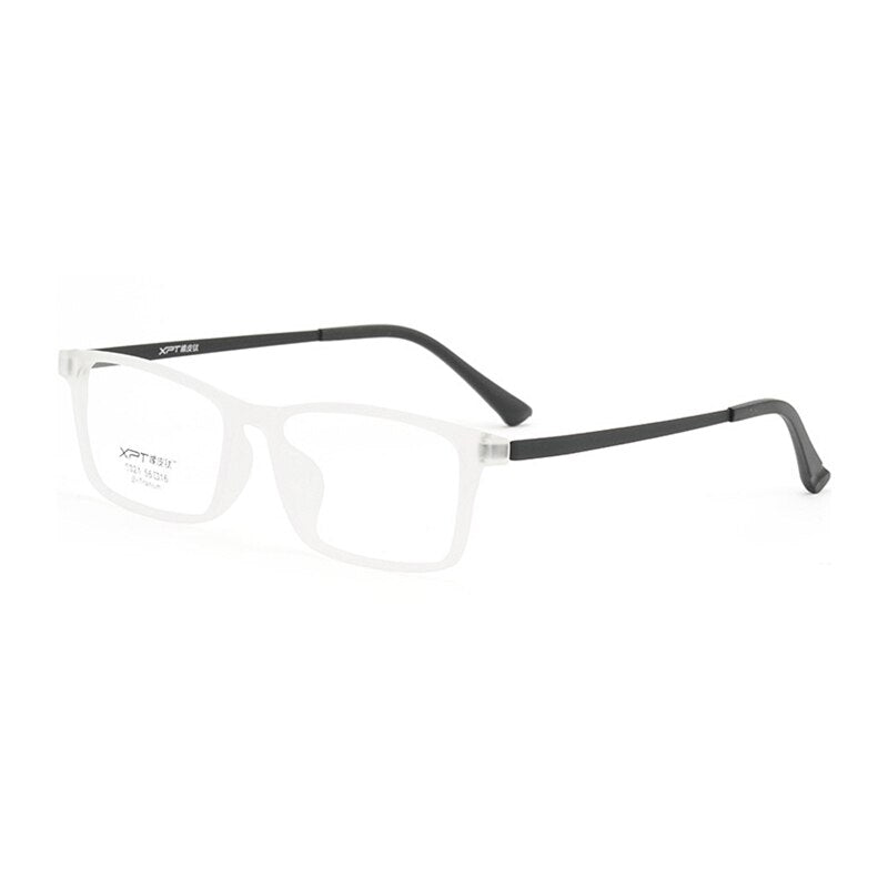 Hotony Unisex Full Rim Rectangle TR 90 Resin B Titanium Frame Eyeglasses 9821 Full Rim Hotony white