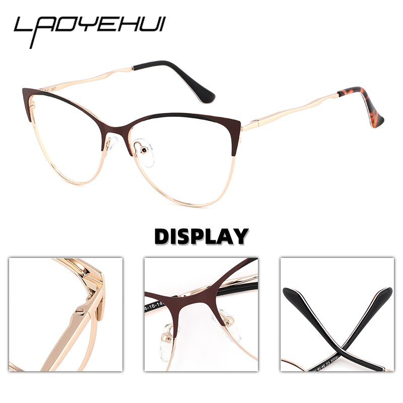 Laoyehui Women's Eyeglasses Cat Eye Alloy Frame 18026 Full Rim Laoyehui