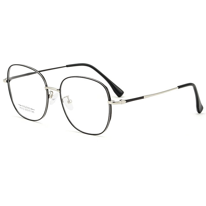 Hotony Unisex Full Rim Aluminum Magnesium Alloy Frame Eyeglasses AC012 Full Rim Hotony Black Silver