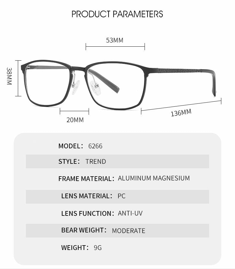Hotochki Unisex Full Rim Aluminum Magnesium Alloy Frame Eyeglasses 6266 Full Rim Hotochki