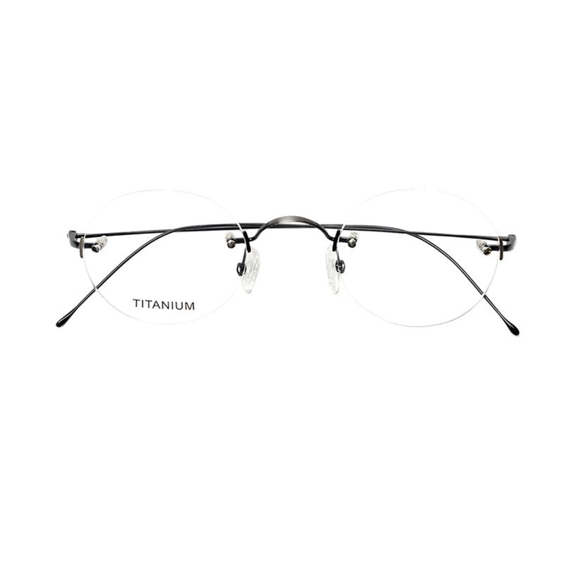 Yujo Men's Rimless Titanium Round Reading Glasses Y003 Reading Glasses Yujo