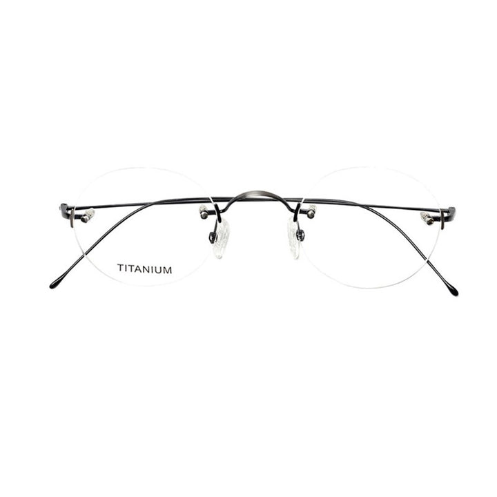 Yujo Men's Rimless Titanium Round Reading Glasses Y003 Reading Glasses Yujo