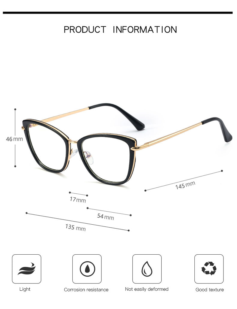 CCSpace Unisex Full Rim Cat Eye Tr 90 Titanium Frame Eyeglasses 48321 Full Rim CCspace
