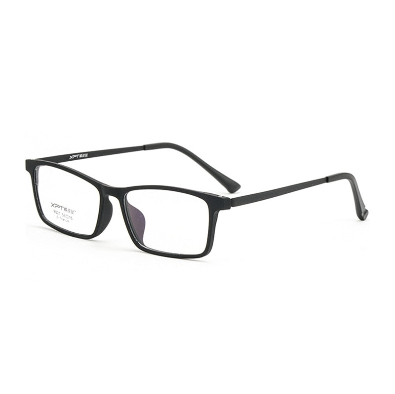 Hotony Unisex Full Rim Rectangle TR 90 Resin B Titanium Frame Eyeglasses 9821 Full Rim Hotony black
