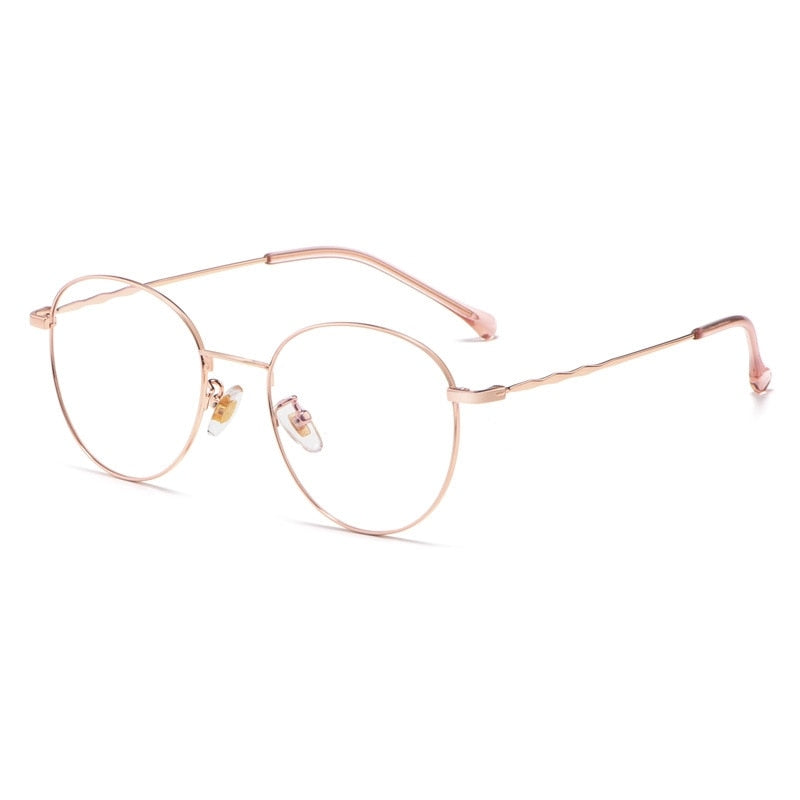Yimaruili Unisex Full Rim Round Titanium Frame Eyeglasses 2011 Full Rim Yimaruili Eyeglasses Rose Gold