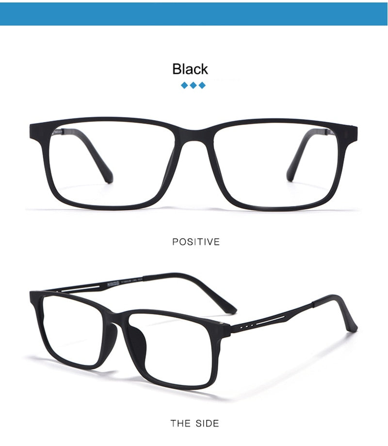 Hotony Unisex Full Rim TR 90 Square Frame Titanium Temple Eyeglasses 8838 Full Rim Hotony