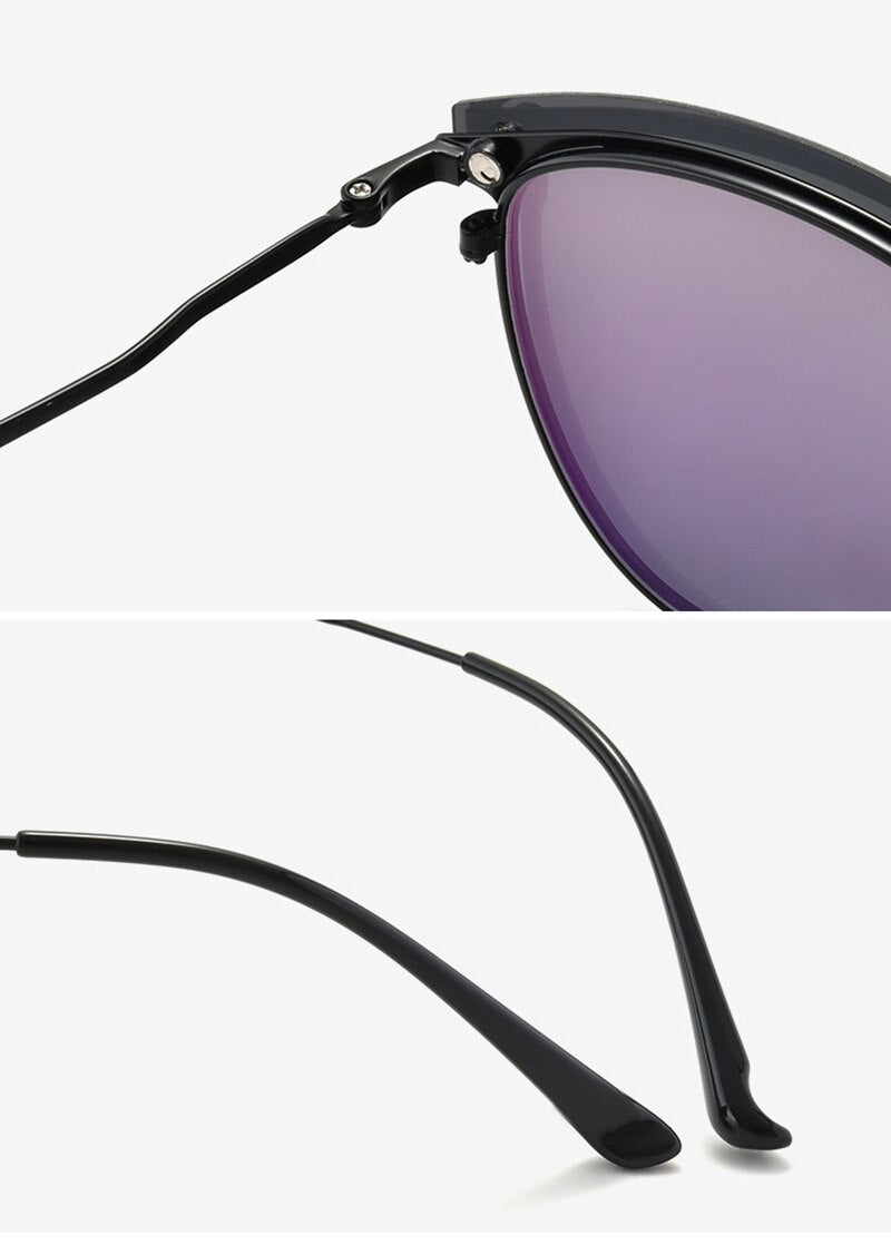 Hotochski Unisex Full Rim Titanium Oval Frame Eyeglasses With Polarized Clip On Sunglasses S94002 With Clip Ons Hotochki