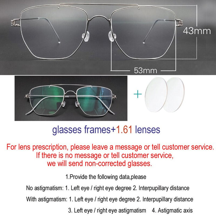 Yujo Unisex Full Rim Oval Stainless Steel Double Bridge Eyeglasses Y022 Full Rim Yujo 1.61 China