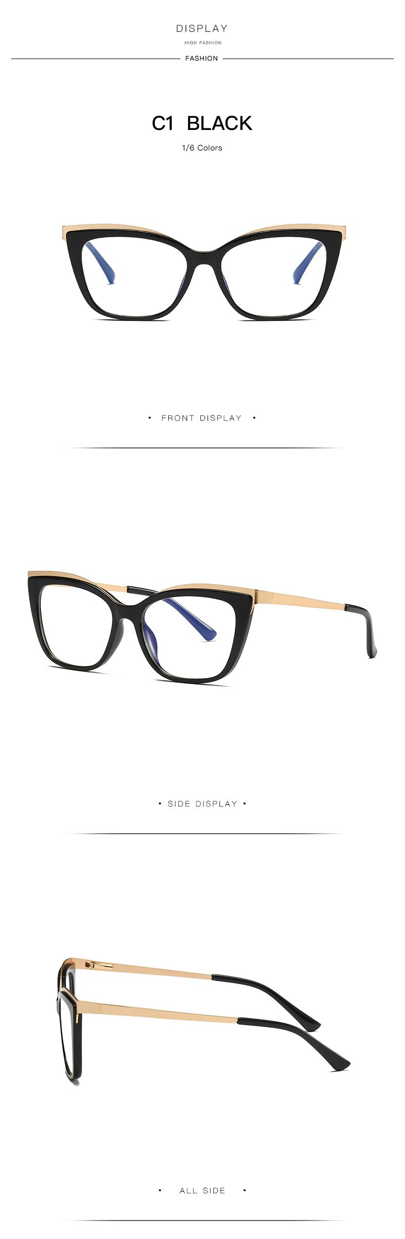 Hotochki Women's Full Rim Cat Eye Alloy Acetate Frame Eyeglasses 2049 Full Rim Hotochki