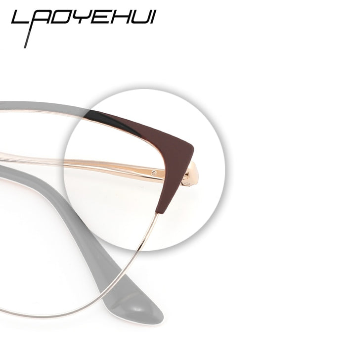 Laoyehui Women's Eyeglasses Cat Eye Alloy Frame 18026 Full Rim Laoyehui