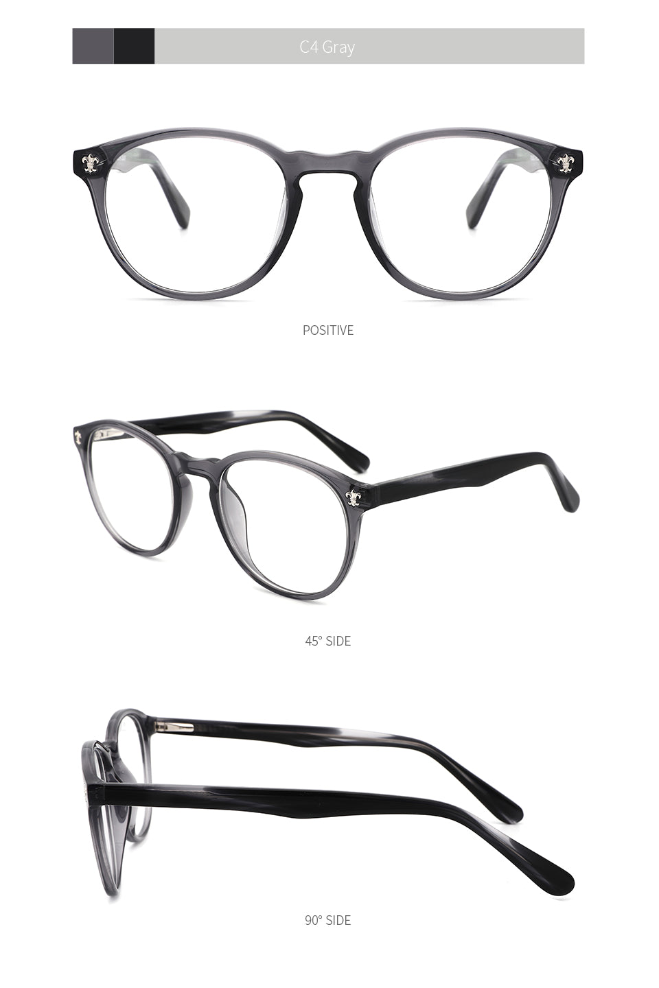 Kansept Women's Full Rim Round Injection Acetate Frame Eyeglasses Fg6003 Full Rim Kansept