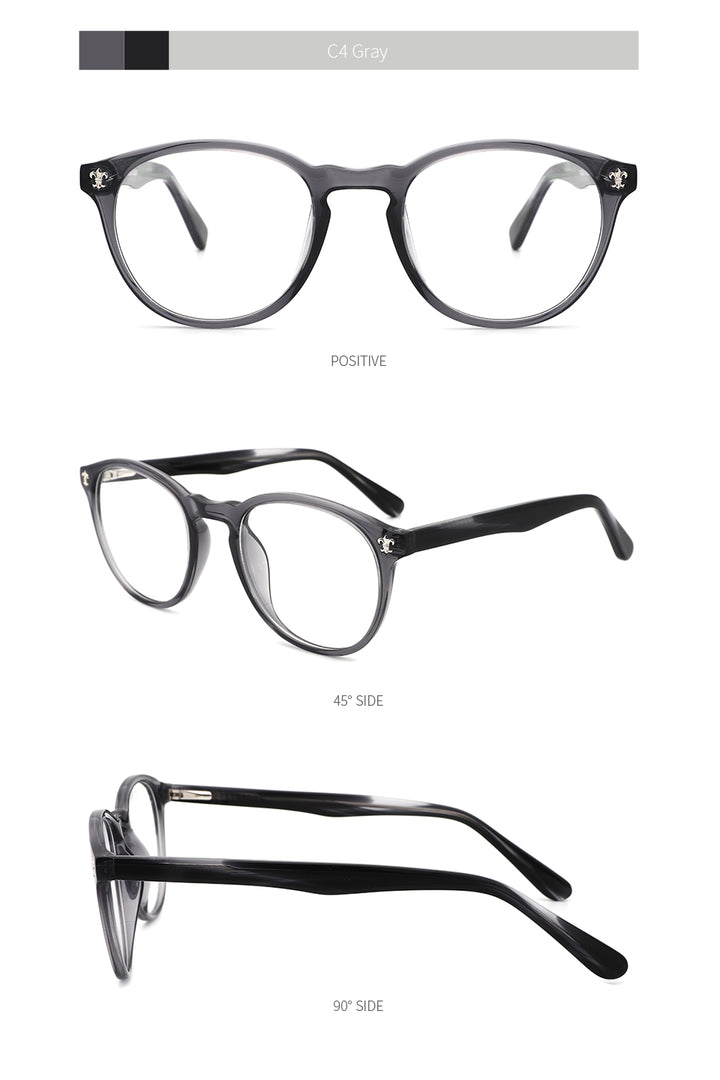 Kansept Women's Full Rim Round Injection Acetate Frame Eyeglasses Fg6003 Full Rim Kansept