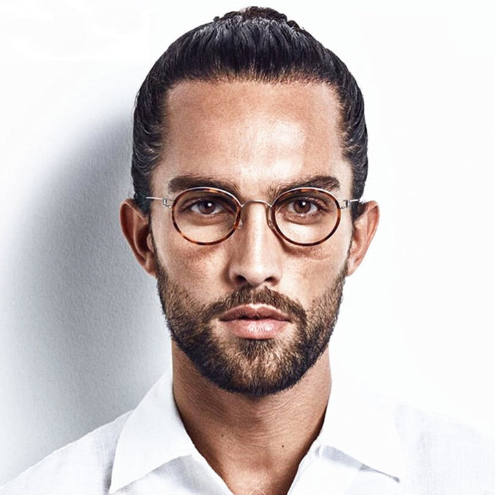 Gatenac Unisex Full Rim Round Screwless Titanium Frame Eyeglasses Gxyj267 Full Rim Gatenac