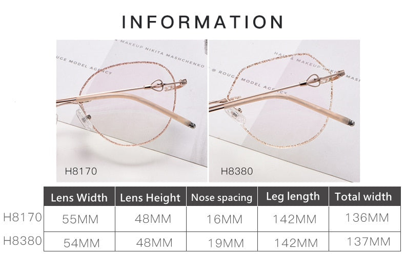 Yimaruili Women's Rimless Alloy Frame Eyeglasses H8170 Rimless Yimaruili Eyeglasses