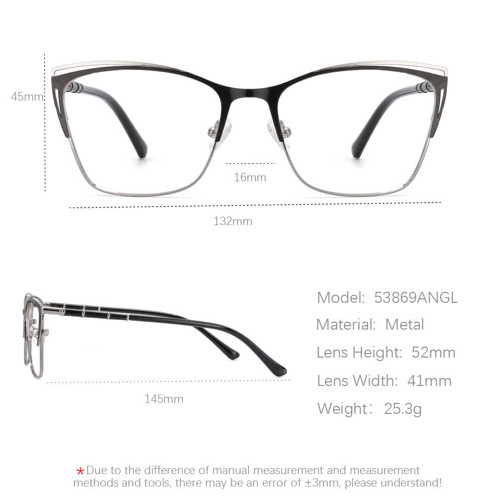 CCspace Unisex Full Rim Square Alloy Frame Eyeglasses 53869 Full Rim CCspace
