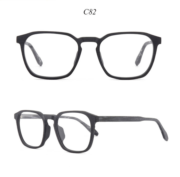 Hdcrafter Men's Full Rim Oversized Square Wood Frame Eyeglasses 1692 Full Rim Hdcrafter Eyeglasses