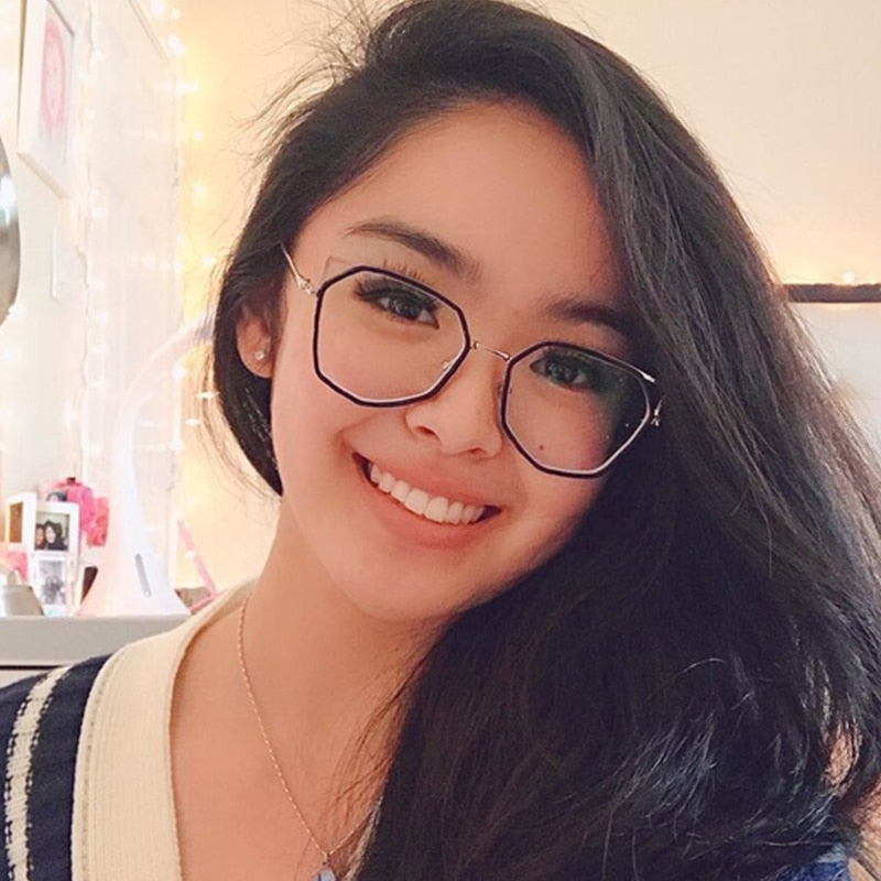 Kansept Women's Full Rim Polygonal Cat Ear Alloy Acetate Frame Eyeglasses 90053 Full Rim Kansept