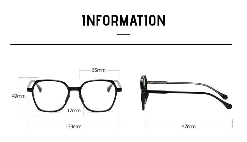 Handoer Unisex Full Rim Polygonal Square Tr 90 Eyeglasses Ld208 Full Rim Handoer